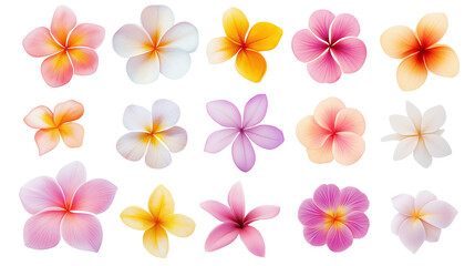 Obraz premium tropical flowers illustration isolated on transparent white background, clipping path
