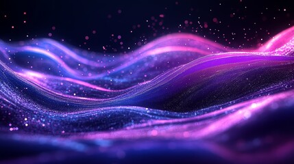 Fototapeta premium Abstract Purple Pink Blue Glittering Waves Background