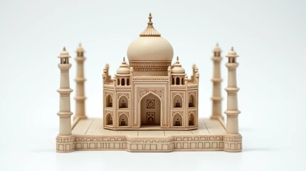 Obraz premium Miniature Model of the Taj Mahal with Detailed Carvings