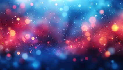 Obraz premium Vibrant Abstract Background with Bokeh Lights and Starry Effects in Shades of Blue and Red for Creative Projects and Digital Designs