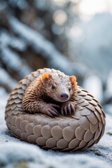Obraz premium The pangolin is a unique and fascinating mammal known for its distinct appearance and protective behavior. Covered in tough, overlapping scales made of keratin, similar to human nails, the pangolin’s 