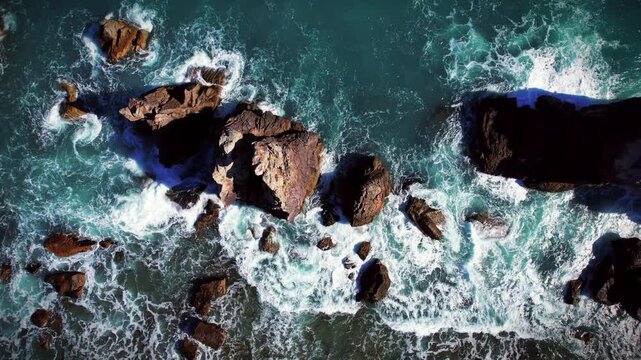 Drone Shot Of Hashigui iwa Rocks, Wakayama Japan