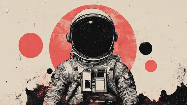 Astronaut stands before an open window to the universe