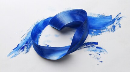 Abstract blue paint swirl forming a loop.