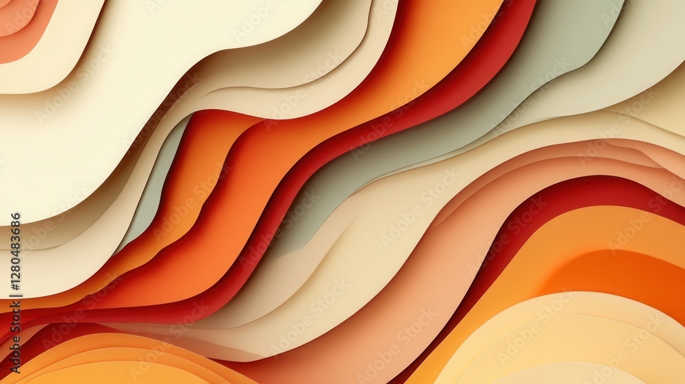 Poster abstract layered design with warm tones and fluid curves