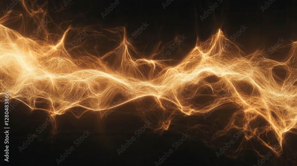 Poster illuminating swirls of golden light creating abstract energy vibes
