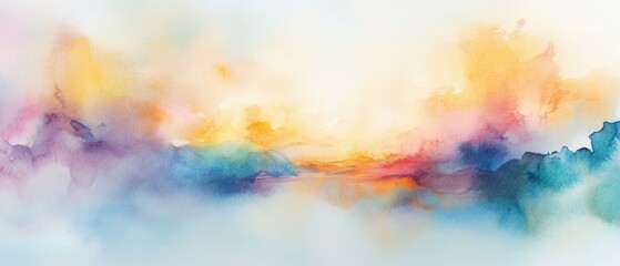 Dreamy Abstract Landscape with Soft Pastel Watercolor Hues