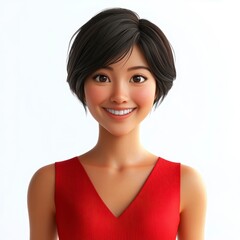 Smiling Woman in Red Top