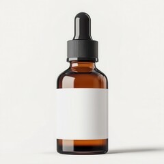 Amber Glass Dropper Bottle with White Label for Liquid Products