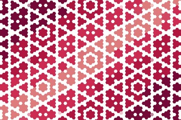 Red maroon hexagonal floral pattern with geometric hexa tile mosaic design. Abstract texture concept