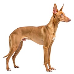 Pharaoh Hound Small dog standing up against a white background cute canine posing in studio with clean minimalist aesthetic