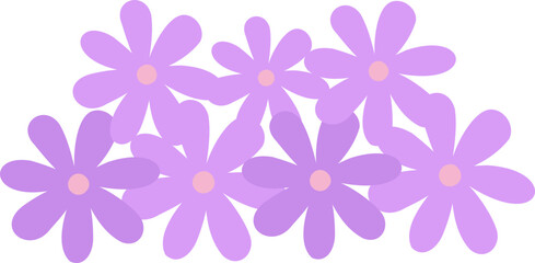 Flower cluster.
Garden Flower Group.
Spring cute Simple flowers.
Flat stock vector Isolated .
Transparent background.