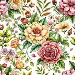 Hand drawn watercolor vintage botanical floral isolated on transparent background
