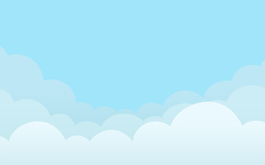 Vector illustration background Blue sky with fluffy white clouds with a place to copy