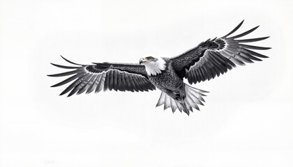Obraz premium Eagle soaring in the sky with extended wings, freedom and power
