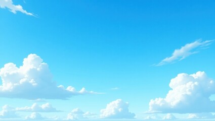 Serene blue sky with fluffy clouds, evoking peace and tranquility