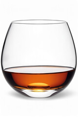 Elegant glass of cognac on transparent background with rich amber hue