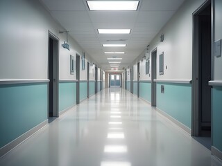 Fototapeta premium Photo Empty hospital hallway corridor Background
