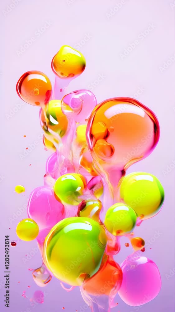 Aufkleber colorful bubbles floating and merging create a vibrant abstract display