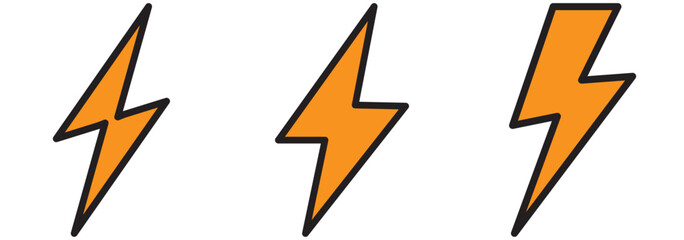 Electric sign. Flash logo. Lightning shape vector set. Electricity icon. Flash icons isolated.