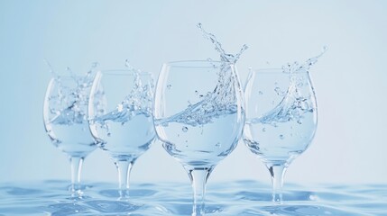 Obraz premium Elegant Water Splash Glasses
