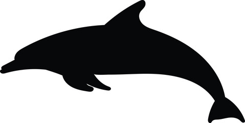 Silhouette dolphin isolated on white background, vector illustration