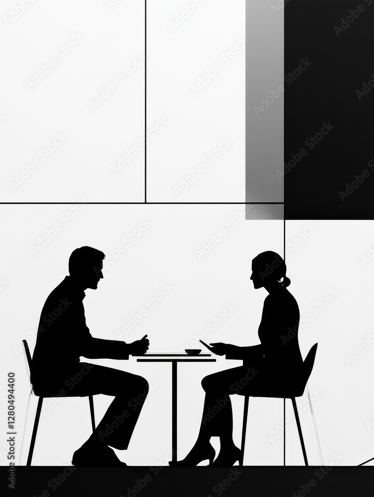 Aufkleber negotiation between two professionals in a modern setting during a business meeting. generative ai