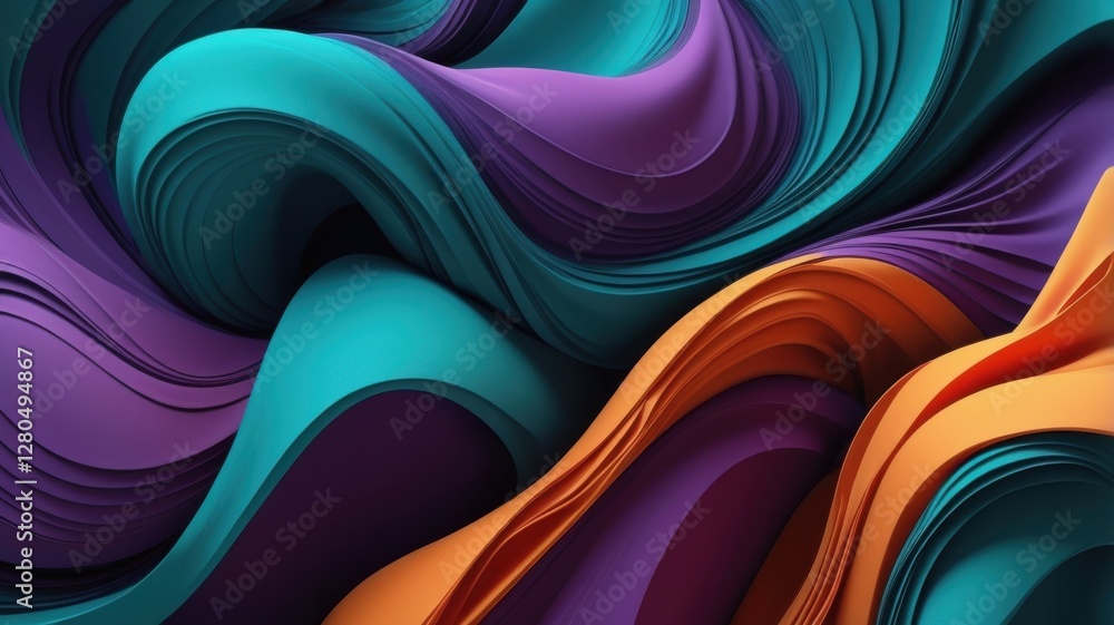Poster colorful abstract flowing shapes: modern background with dynamic waves