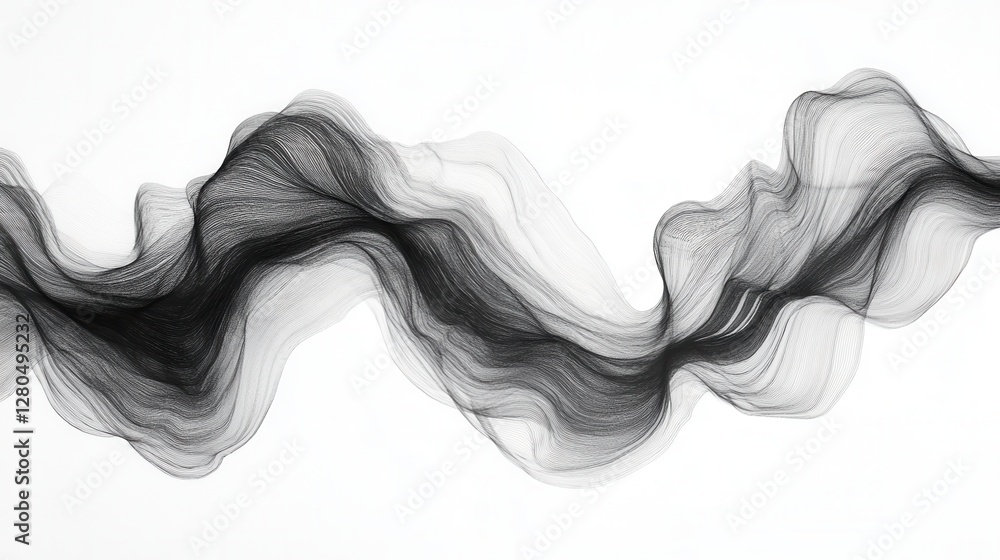 Poster elegant black fluid abstract design with soft flowing lines