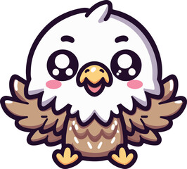 Vector illustration of a cute and adorable eagle. This design showcases a charming eagle with a playful and friendly expression, perfect for projects that need a lighthearted and whimsical touch.