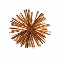 Copper Spiky Ball Decorative Ornament Geometric Design Against Clean White Backdrop Modern Art Object