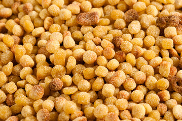 Primo piano di fregula sarda, tradizionale pasta mediterranea, cibo italiano 