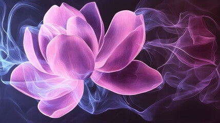 Magnolia flower with ethereal smoky outlines