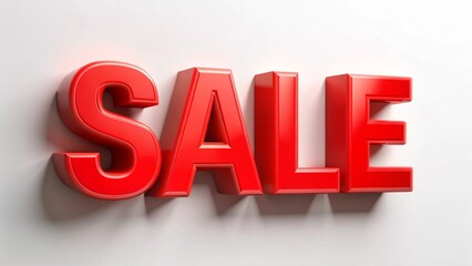 Red sale text on a white background for promotional purposes.
