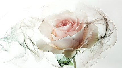 Minimalist rose outlined with delicate smoky swirls