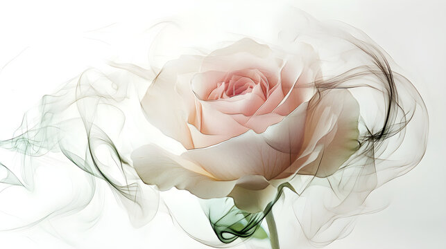 Minimalist rose outlined with delicate smoky swirls