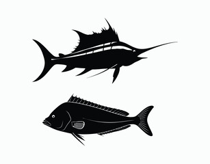 Ocean Life Saltwater Fish Silhouette Collection