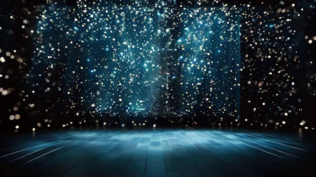 Stunning Light Display With Sparkling Effects in a Dark Space