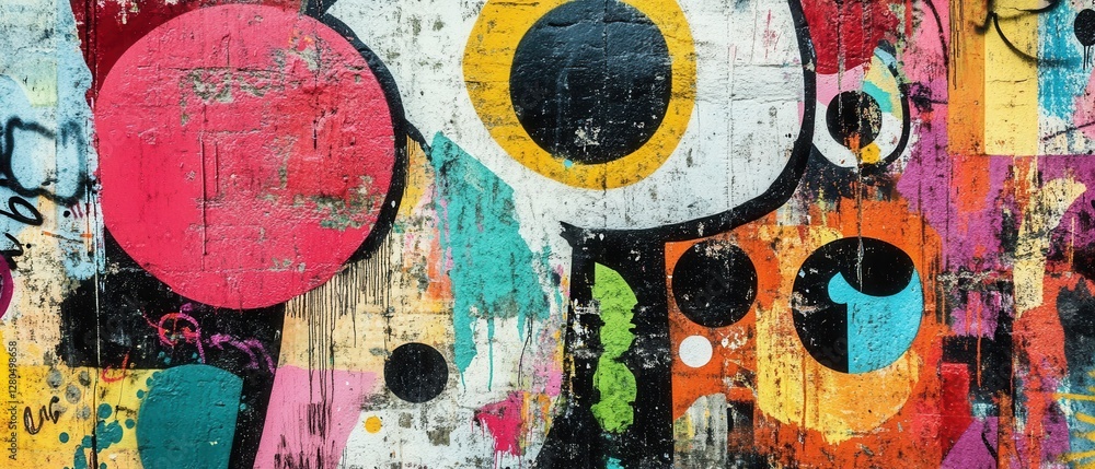 Poster vibrant abstract wall art with colorful circular patterns and shapes