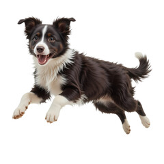 Adorable Border Collie Puppy Jumping isolated on transparent background