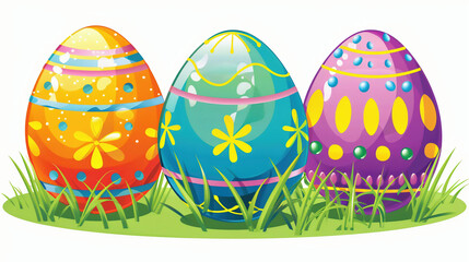 Easter eggs drawing clipart set. Happy easter egg flat clip art collection in colorful and multicolored paint art for traditional hunting celebration
