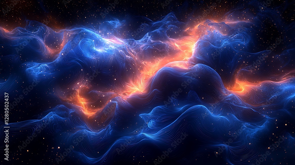 Poster abstract cosmic nebulae swirling in dark space. possible use background image for space, science fic