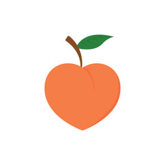 peach fruit cute cartoon emoji vector design flat style template