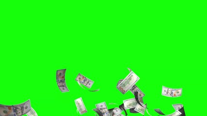 Money explosion and rain overlay kit $ 100 dollar bill isolated green screen chroma key and luma matte alpha channel mask 4K 60fps
