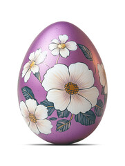 Colorful Easter egg adorned with vibrant floral patterns, colorful Easter egg with shadow png image, isolated on white and transparent background