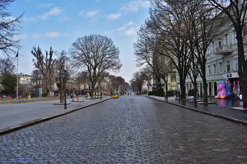 Pedestrian street (Deribasivska) in Odessa.