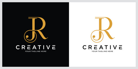 Initial letter JR, RJ logo vector, Creative Lettering Logo Vector Illustration.