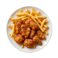 Fototapeta premium Crispy Chicken Nuggets & Fries isolated on transparent background