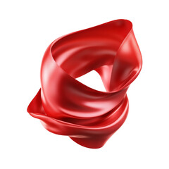 Elegant flowing red ribbon with smooth curves and a bright, shiny surface