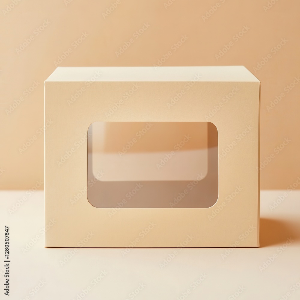 Poster simple cream colored box with clear window for product display